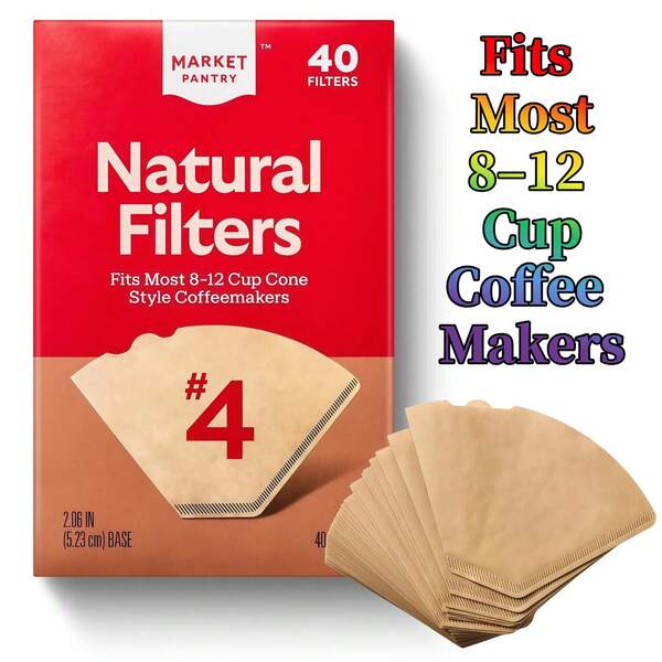 4 Cone Coffee Filters, Disposable Paper Coffee Filters For 8-12 Cup Pour Over & Drip Coffee Makers, Cone Shaped Filter Paper For Daily Brewing, Home Kitchen Coffee Accessories #40 Count