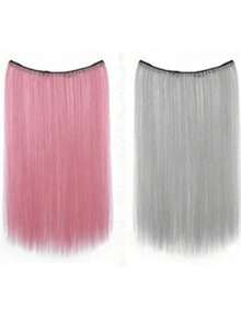 20 Inch 1-Piece 4-Clip Multi-Color Vibrant Bright Long Straight Synthetic Fiber Wig For Music Festival Halloween Party - Multicolor - View 21