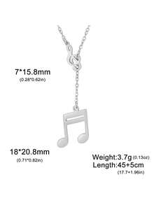 LIKGREAT 1pc Women's Fashion Stainless Steel Double Layer Y-Shaped Musical Note Necklace, Minimalist Music Symbol Pendant, Adjustable Collarbone Chain, Niche INS Style Versatile Accessory - Music Series - View 16