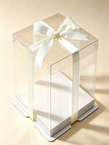 6 Inch Thickened PET Transparent Gift Box With Ribbon, Dust-Proof Storage And Display Box, Suitable For Birthday, Wedding, Bouquet, Jewelry Collection, Christmas, New Year, Mother's Day, Thanksgiving Holiday Party Gift Packaging - View 4