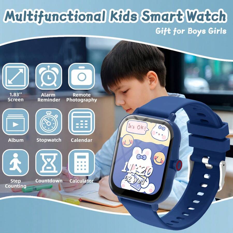 2026兒童與青少年智能手錶：兼容Android/iOS手機，適合兒童使用。配備260mAh電池，是新年、情人節、復活節、兒童節、萬聖節、感恩節和聖誕節的理想禮物選擇
