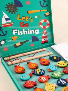 Wooden Magnetic Fishing Game Toy Set With Portable Storage Box, Hand-Eye Coordination Training Toy, Fishing Puzzle Game For Preschool Children - Multicolor - View 6