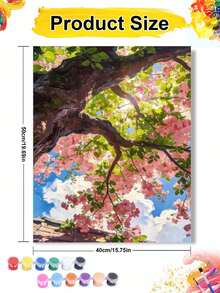 櫻花樹 DIY 數字油畫 風景畫布手工藝 成人居家裝飾 40x50cm/16x20inch 春季花卉天空節日禮物 無框 - 套裝 - 查看 9