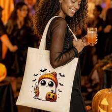 1/5/10pcs Cute Pumpkin Ghost Skeleton Bat Spider Black Cat Little Devil Lantern Pattern Halloween Theme Reusable Fabric Tote Shopping Bags Trick Or Treat Bags, Small Batch Multi-Piece Set Trick Or Treat Bags Storage Bags, Essential Halloween Shopping Gift Packaging Bags, Suitable For Christmas Decoration Indoor Outdoor Yard Garden Lawn Entrance Small Gifts, Essential Halloween Party Small Gift Storage Bags Gift Bags - Multicolor - View 22