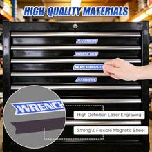 Magnetic Tool Box Labels And Hooks Set, 12 PCS Toolbox Magnetic Labels + 4PCS Self Adhesive Metal Hooks, Reusable Tool Box Accessories Organize For Steel Carts, Drawers, And Cabinets - Blue - View 4