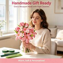 1153pcs Pipe Cleaner Flower Kit, Multicolor Bouquet Handmade Kit With Tutorial Video, 16 Color Flower Making Kit With Chenille Stem, Suitable For Tulip, Lily, Lavender Flowers, Birthday Gift, Graduation Gift, DIY Art And Creative Handicraft Project - Bouquet Set - View 6