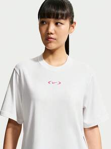 Nike Women's AS W NSW NK CLSC BXY TEE SPD Short Sleeve Knit Collarless T-Shirt TIM6412-100 - Red and White - View 3