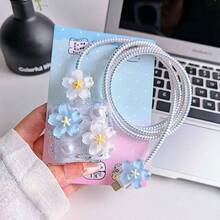 5入花朵/櫻桃數據線保護套 20W Apple 15 Pro Max 快充 14 13 12 11 軟殼充電器保護套，送友禮首選 - 無色 - 查看 4