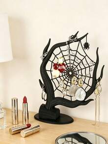 1pc Dark Gothic Spider Web Jewelry Rack, Creative Dead Tree-Shaped Accessory Storage Rack, Spider-Decorated Earrings And Necklaces Display Rack, And Aged Desktop Storage Rack, Bedroom Dressing Table, And Niche Decorative Items, Jewelry Towers - Multicolor - View 7