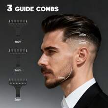 Hatteker 1pc USB Rechargeable Digital Display Electric Hair Clipper, Multi-Speed Adjustable Hair Trimmer For Men, Carving & Styling - View 7