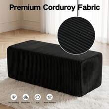 ATOMHOME Only Ottoman! Sofa Ottoman, Upholstered Corduroy Cloud Ottoman For Sofa Couches, Modern Boneless Ottoman Bench End Of Bed Bench, Oversized Sectional Sofa Footrest, Minimalist Rectangle Coffee Table For Living Room Bedroom Entryway, Room Deocr, Black - Black - View 9