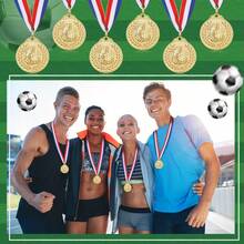 Sports Football Medal, Gold Sports Medal, Event Commemorative Medal Metal Pendant, Durable Material, Suitable For Sports Competitions, Football Matches, School Competitions, Running, Contests, Party Gifts And Team Awards - Embossed Wheat Ear Football Design - View 4
