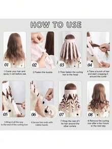 1pc 8-Tooth Heatless Hair Curler, Soft Wave Hair Band, Essential Hair Styling Tool And Accessory For Salon, Beauty Parlor And Travel; Back To School, Travel And Vacation Essential; Women Hair Stylist Accessory, Hair Styling Tool, Hair Accessory - Multiple Styles - View 9