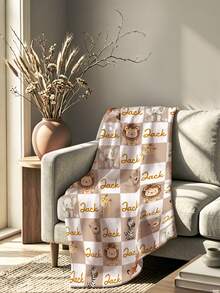 1pc Customized Name Blanket, Personalized Bed Blanket, Can Print Name, Cute Blanket, Best K-Letter Blanket, Comfortable Blanket, Home Gift, Birthday Gift, Christmas Gift, Personalized Gift, Gift For Son/Daughter, Gift For Friend - Style 1 - View 3