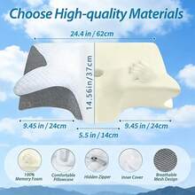 1 Set Multi-Functional Neck Support Memory Pillow, Ergonomic Sleep Pillow, Breathable For All Seasons - Multicolor - View 2