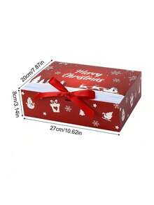 4pcs/1pc Christmas Cardboard Gift Box, Christmas Cake Box, Flip Top Bow Packaging Box, Party Holiday Gift Box, Large Luxury Sturdy Foldable Paper Box, Christmas Party Gift Supplies, Exquisite Gift Box - Multicolor - View 8