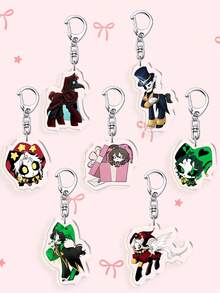1pc/7pcs Acrylic Bizarre Circus Clown Keychain, Cute Anime Character Pendant, Anime The Freak Circus Keychain, Bag Accessory,Back To School Best Gifts - Multicolor - View 9