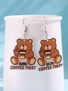 1 Pair Creative Y2K Bear Coffee Colorful Acrylic Earrings, Women's Holiday Gift Jewelry - Multicolor - View 3