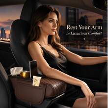 5-In-1 Car Storage Box Black/Brown Car Armrest Pad, Car Center Console Box, High-End Material Car Accessories Ergonomic Armrest Box, Upgrade Driving Comfort Car Interior Accessories - Multicolor - View 3