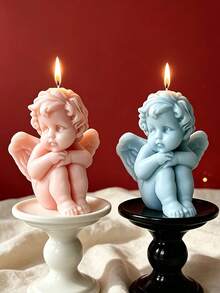 5pcs Angel Candle Silicone Mold Set, 3D Angel Shape Silicone Candle Making Kit, DIY Home Decor And Handmade Soap Craft Mold - Material: Silicone, No Power Required - White - View 4