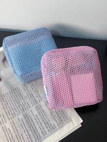 Mini Macaron Color Multi-Function Mesh Storage Bag, Cute Wallet Design, Portable Makeup Bag, Zipper Tissue Storage Bag, Girls Sanitary Pad Storage Bag, Suitable For Home, Travel And School - Multicolor - View 8
