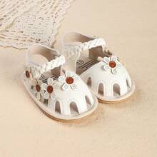 1 Pasang Sandal Bayi Perempuan Motif Bunga Polos, Berongga, Bernapas, Tertutup, Anti-Tendang, Cocok untuk Musim Panas - Putih - View 9