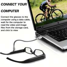 Smart Glasses, Smart Glasses With A Camera, High-Definition Video Glasses, 1080P HD Smart Glasses, Wearable Video Glasses, 90-Minute Battery Life, 75° Wide-Angle, 64GB Memory Card, For Sports And Meetings, Dashcam, Thanksgiving Gift - Black - View 5