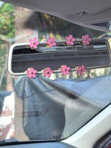 8pcs Car Interior Decor Metal Flower Rearview Mirror Console Accessories Small Flower Car Interior Rearview Mirror Center Console Panel Decoration Car Accessories Car Accessories Duck Car Rearview Mirror Hanging Accessories - A - View 5