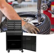 Heavy Duty Metal Tool Chest, 5-Drawer Rolling Cabinet With Lockable Wheels, Ball Bearing Slides 15Kg Capacity, Detachable Top, Hanging Panel, For Garage Workshop Auto Repair, Black-XY354994 - 1 - View 2
