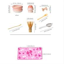 4 peças/5 peças/7 peças/8 peças Conjunto de Chá Matcha Degradê Rosa, Tigela de Matcha Estilo Japonês com Bico, Conjunto Completo com Batedor de Chá de Bambu e Peneira, Presente para Cerimônia do Chá, Conjunto de Presente para o Dia dos Namorados - Rosa chiclete - Visão 6