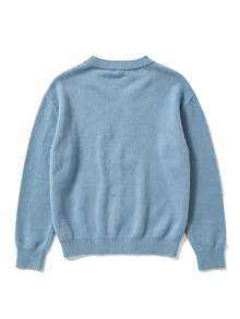 Sweater Wanita Terbaru untuk Hari Kemerdekaan, Leher Bulat, Warna Biru, Motif Bendera Amerika, Kerah Bergaris, Atasan Rajut Kasual Serbaguna untuk Pemakaian Sehari-hari - Biru - View 10