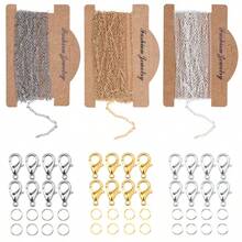 QIAO DIY Chain-Making Kit, Including Gold, Silver, And Gunmetal-Black Chains, Lobster Clasps, And Jump Rings, Suitable For Making DIY Necklaces, Bracelets, - Multicolor - View 2
