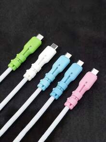 USB-C Cable Breakage Protection Sleeve, Flexible Charging Data Cable Protector, Suitable For Phones, Tablets, Laptops And All USB-C Devices - Multicolor - View 3