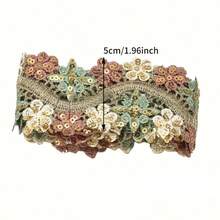 1/5" 金色亮片蕾絲飾邊刺繡花卉蕾絲緞帶 波浪金屬編織邊 多色花卉貼花，適用於縫紉手工、婚紗禮服裝飾、衣飾飾邊、DIY拼接派對裝飾、家用紡織面料 - 粉色 - 查看 8