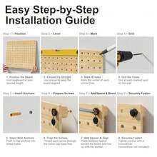 Bamboo Pegboard Organizer Set, 6 Panels 16"X12" With 48 Hooks -Friendly Wall Mounted Storage Rack For Tools, Crafts And Office Natural Bamboo Pegboard System With Accessories - Natural Bamboo - View 9