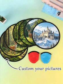 Custom Photo Nylon Folding Fan, Sublimation UFO Fan, Portable Handheld Fan With Storage Bag, DIY Outdoor Activity Set - Multicolor - View 2