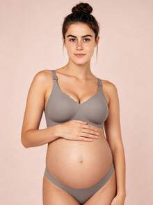 Hart & Haze 1pc Maternity Nursing Bra, Breathable Postpartum Feeding Bra, Comfortable Push-Up Anti-Sagging One-Piece Bralette - Brown - View 2