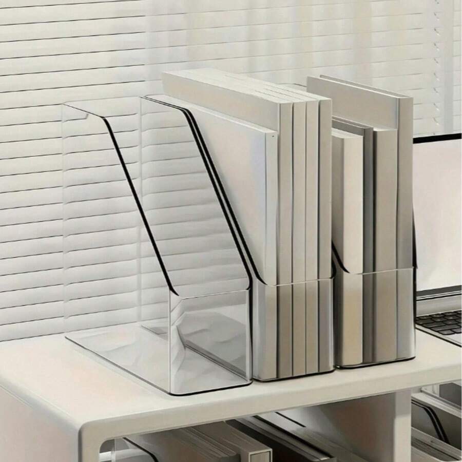 Clear Bookshelf Desktop Storage Rack, Thickened Acrylic File Storage Rack, Multi-Functional Office Desk Organizer, Student Stationery Rack, Bookend Storage Box, Suitable For Daily Use, Can Be Used As Decoration For Various Occasions - Multicolor - View 1