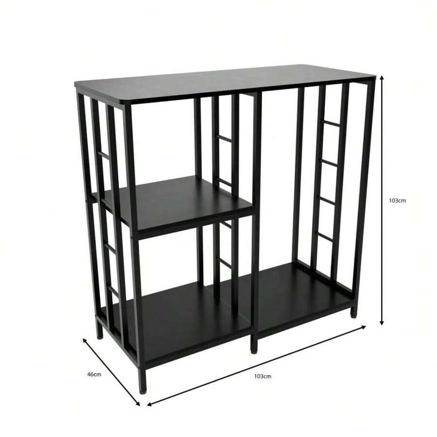 4-Tier Baker's Rack, Microwave Stand With Storage Shelves, Brown | Multi-Device Organizer Space-Saving Vertical Design Freestanding Sturdy Frame Versatile Room Adaptability - Black - View 1