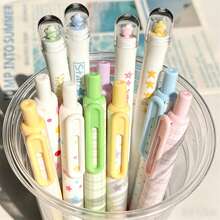4pcs Polka Dot/Solid Color/Star Pattern Retractable Neutral Pens, Ins Style, Quick-Drying Black Ink Pens For Students And Exams - Little Pudding Pen - View 4