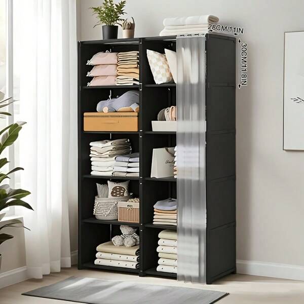 1 pièce Armoire simple anti-poussière pour la maison, armoire de rangement minimaliste à assembler, portant à vêtements suspendu, étagère multicouche pour appartement de location