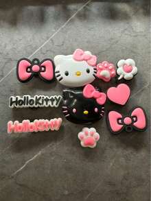SANRIO 5/10/20pcs Cute Hello Kitty Shoe Charms - Multiple Designs Including Heart, Bow, Cat Paw Pattern And "I Love You" Slogan, Pink Accessories Suitable For Sandals, Clogs, Bags, Bracelets - Great Gift For Friends, Sparkling Shoe Decorations, Bracelet Charms, Fun Design, Durable PVC Material, High Quality Decoration (Random Style) - Multicolor - View 7