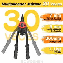 Remachadora Manual Bowoshen Tuercas 5 Boquillas 58 Remachadoras - negro - Ver 2