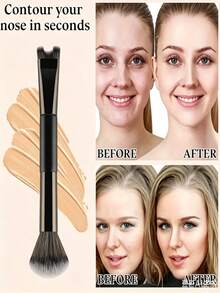 1PC U-Shaped Nose Contour Makeup Brush - Dual-Head Design, Combines Eyeshadow And Nose Shadow Functions, Ergonomic U-Shaped Handle, Soft Bristles, Precisely Defines Nose Contour - Multicolor - View 5
