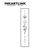 INKARTLINK 1PC All-Seeing Eye Snake & Spine Tattoo Back Decorative Sticker, Temporary Waterproof Body Art Tattoo Sticker, Lasts 1-2 Weeks, Plant-Based Juice Tattoo, Suitable As A Gift For Girls, Essential For People, Party Decoration - Black - View 3