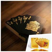 1 Set High-Quality Tear-Resistant Playing Cards With Luxury Gold Foil Heart Design, Portable Storage Box, Recommended Gift For Halloween, Thanksgiving, Christmas Party Games (Random Color) - Gold Foil - View 2