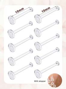 10 Stück klare Lippenringe mit flachem Boden, flexible und fast unsichtbare hypoallergene Piercing-Schmuckstücke für Sport, Arbeit und Studium, Schulanfang - Verschiedenfarbig - Übersicht 8