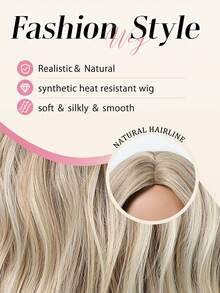 Peluca larga y voluminosa de 28 pulgadas en rosa empolvado, con cabello ondulado y rizado en capas fluidas, raya central natural, cabello sintético suave y sin frizz, gorra suave y flexible, adecuada para actualización de peinado, discoteca, estilo hip-hop, peluca extra larga popular y romántica para mujeres - Dorado - Ver 9