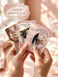 Customized Wedding Commemorative Cards, Customized Wedding Photo Carrying Cards, Couple's Commemorative Cards, Wedding Guests' Souvenir Cards, Rose-Edge Wedding Collection Cards. - Multicolor - View 2