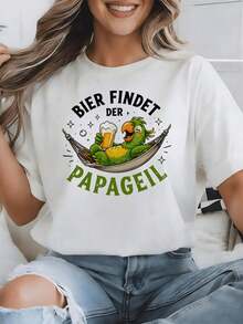 T-shirt oversize retrò Y2K per uomo e donna - Stampa pappagallo e birra, vestibilità ampia, adatta per tutto l'anno, lavabile in lavatrice, Ur Clothing - Indietro - Visualizzare 10